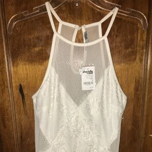Peplum white lace/mesh top